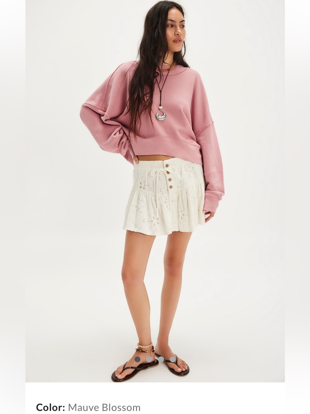 We The Free Hi-Lo Pullover - Mauve Blossom
